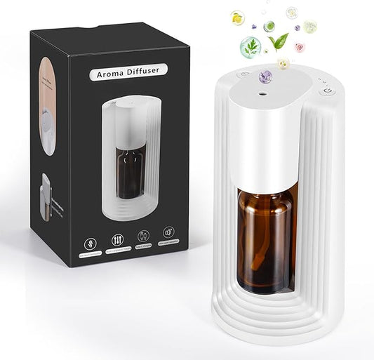 LAMA Waterless Essential Oil Diffuser, Portable Small Mini Scent Air Machine, Quiet Leak-Proof Home Fragrance Aroma Diffuser, USB Air Freshener with 1/2/3H Auto-Off Mode, 3 Mist Levels, White