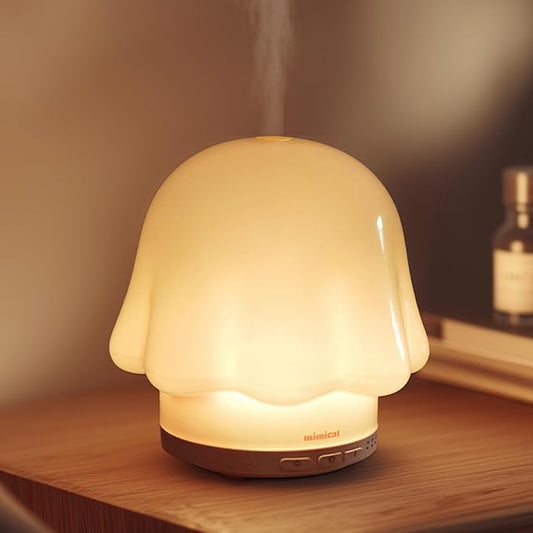 Essential Oil Diffuser for Home Glass: mimicat Timer 120ml Ultrasonic Cool Mist Aromatherapy Diffusers for Bedroom Office with Soft Night Light Cream White