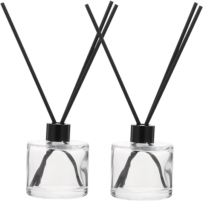 50ml Glass Aroma Diffuser Bottles with 16cm Black Reed Sticks Essential Oil Diffuser Bottles for Home Fragrance and Aromatherapy