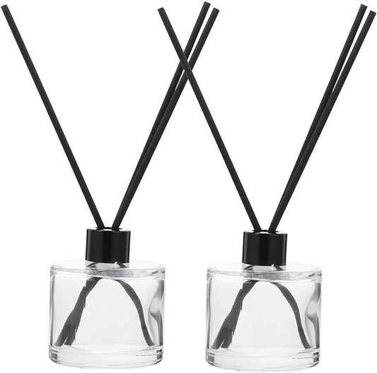 50ml Glass Aroma Diffuser Bottles with 16cm Black Reed Sticks Essential Oil Diffuser Bottles for Home Fragrance and Aromatherapy