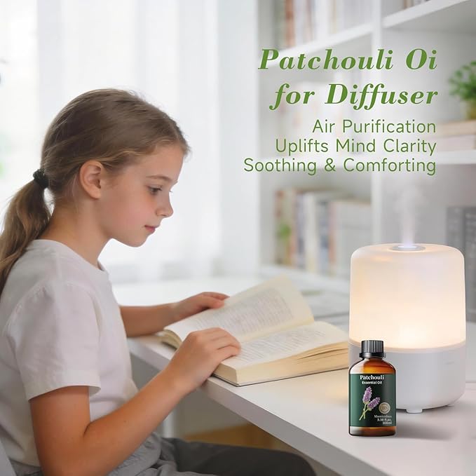 Patchouli Essential Oil, Mumianhua Pure Patchouli Oil, Aged & Earthy Aroma for Outdoor Spray, Natural Perfume Base & Grounding Diffuser Blends, Hair, Skin, Soap Making3.38 Fl Oz