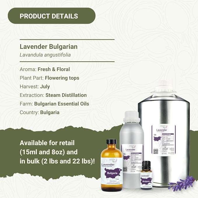 Lavender Oil - Bulgarian Essential Oils - Lavender Diffuser - Pure Therapeutic Grade (22lbs)