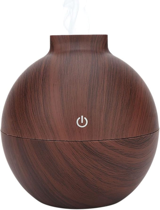 ZJchao 130ml Essential Oil Diffuser, USB Mini Office Desktop Humidifier, Ultrasonic Aromatherapy Diffuser for Bedroom, Yoga, SPA (Deep Wood Grain)