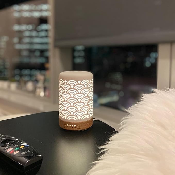 Ceramic Essential Oil Aroma Air Freshener Diffuser, Scent Diffuser Aromatherapy 100ML, Cool Mist with Waterless Auto Ultrasonic Diffusing Cool Mist Humidifier with Timers for Office