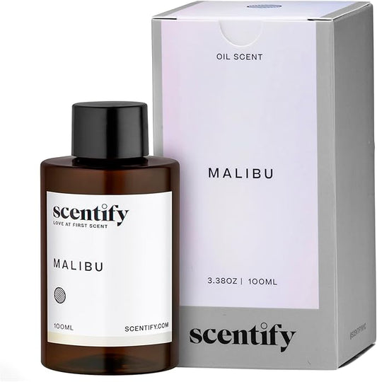 Scentify Malibu Aroma Oil Refill Scent for Oil Diffusers - Lemon, White Tea, Thyme, Cedar, Musk Scents - Luxurious Relaxing Aromatherapy Diffuser Fragrance 100ml, 3.38 oz