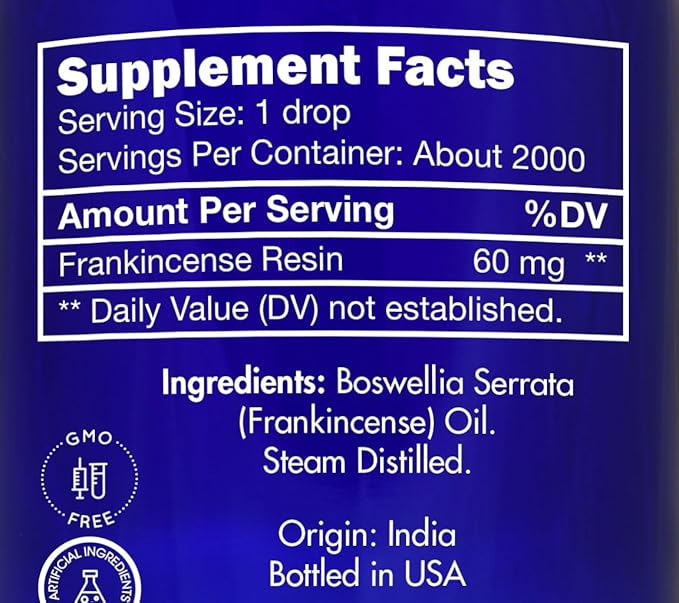 Frankincense Essential Oil, Food Grade, for Face, Dark Circles – 100% Pure, Frankincense, Resin, Oil, Boswellia Serrata, Edible, by Zongle Therapeutics, 4 OZ