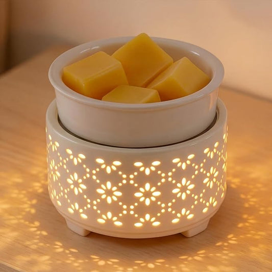 EQUSUPRO Ceramic Wax Warmer Candle Warmer- Wax Warmer for Scented Wax, Electric Wax Melt Warmer Fragrance Wax Melter Wax Burner for Home and Office Decor & Gifts (Aurora Petal Pattern)
