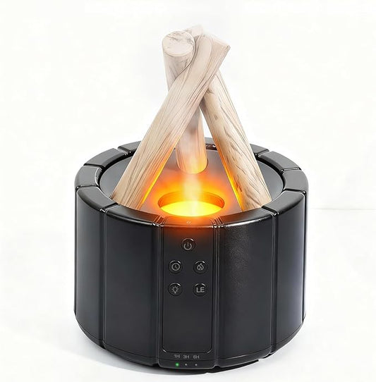 Campfire Flame Diffuser for Essential Oils, 250ml Ultrasonic Cool Mist Aromatherapy Humidifier with Remote Control, 7-Color LED Lights, Timer & Auto-Off for Home, Office & Bedroom (Black)