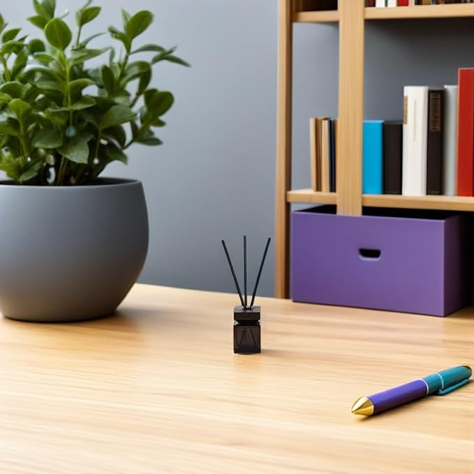 TOYANDONA Square Rattan Aroma Diffuser Bottle Kit 100ml Glass Refillable No Fire Aromatherapy Container with White Waxwood Lid and Reed Sticks for Home Fragrance