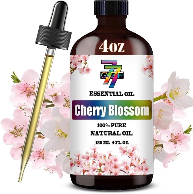 Cherry Blossom Essential Oil - GV77ZF Cherry Blossom Oils for Diffusers, Humidifiers, DIY Candles, Soap, Cleaning, Home, Office, Yoga, Massage, Gifts - 4 fl oz (120 ml)