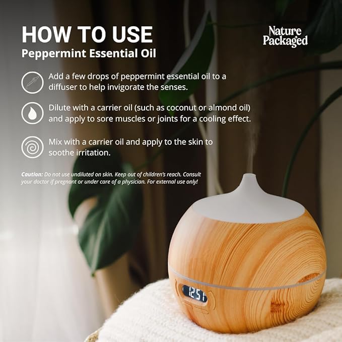 Peppermint Essential Oil - Direct from Norex Flavours India - Steam Distilled - Aceite Esencial de Menta for Aromatherapy, Massage, Diffuser, DIY Candle and Soap Making - 15ml