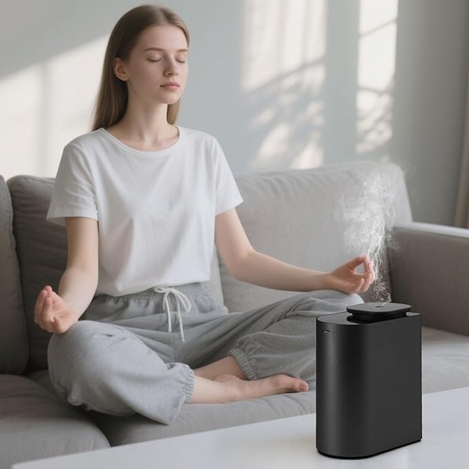 Waterless Essential Oil Diffuser with 8 Color LED Night Light, 3 Mist Levels & Timers, Portable Rechargeable Aromatherapy Diffuser for Home Car Room Studio Office, Metal (Black-100ml)