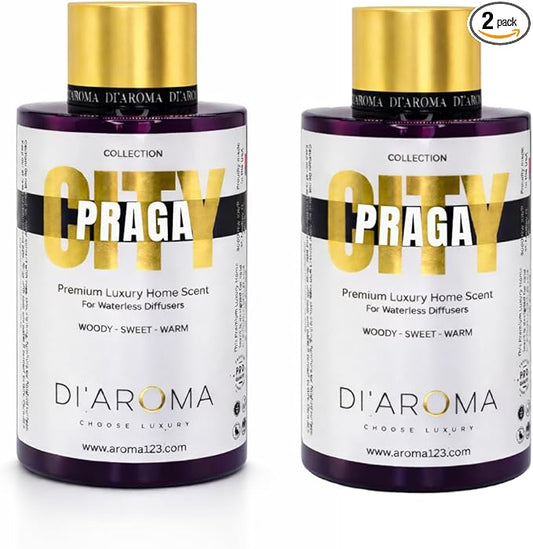 Di'Aroma Praga Aroma Oil Blend Pack of 2 Plastic Purple Bottle 120ml, City Collection, Diffuser Aroma Oil Blends, Waterless Diffuser Oil, Made in USA (Pack of Two 120ml, Praga)