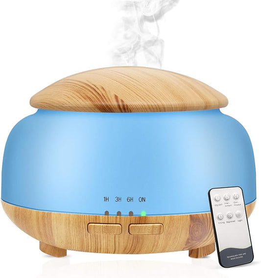 Essential Oil Diffuser, Daroma Aromatherapy Diffuser With Remote Control,300ml Aroma Ultrasonic Nebulizing Cool Mist Humidifier,7 Color Mood Lights & Waterless Auto-Off for Home Office Gift,Light Wood