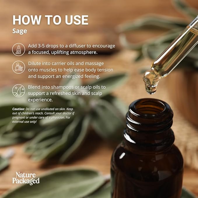 Sage Essential Oil - Direct from Essential Oils SL Spain - Steam Distilled - Aceite Esencial de Salvia for Aromatherapy, Massage, Diffuser, DIY Candle and Soap Making - 8oz
