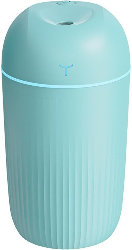 Mini USB Humidifier - Large Capacity, Ultra-Quiet 20dB, 2 Modes (Continuous/Intermittent) with Anti-Dry Burn & Night Light, Nano Mist for Room/Car/Office Desk (<10㎡) (Sky Blue, 420ml)