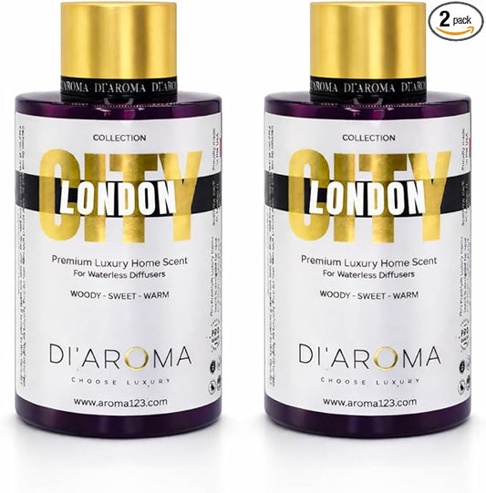 Di'Aroma London Aroma Oil Blend Pack of 2 Plastic Purple Bottle 120ml, City Collection, Diffuser Aroma Oil Blends, Waterless Diffuser, Made in USA (Pack of Two 120ml, London)