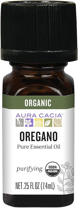 Aura Cacia Aromatherapy 100% Organic Essential Oil, Oregano - 0.25 Oz (Packaging May Vary)