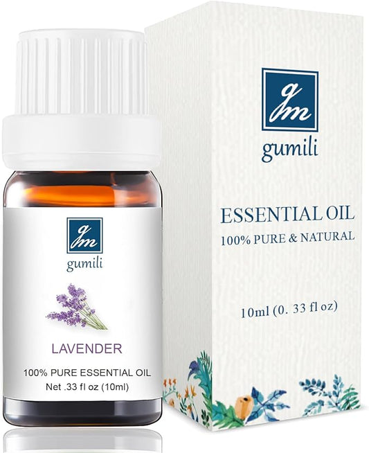 GM Gumili Lavender Essential Oil - Pure Organic Lavender Oil for Skin, Hair, Diffuser, Spray, Roll On, Body Massage - Floral Scent, 10mL