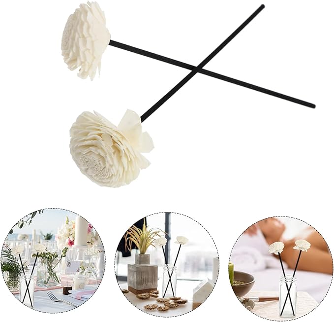 2Pcs Aroma Diffuser Sticks with Flower Design Essential Oil Volatile Rods for Home Fragrance Safe No Flame Required for Room Decoration and Scent Distribution