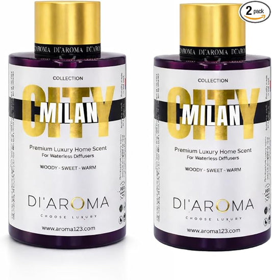 Di'Aroma Milan Aroma Oil Blend Plastic Pack of 2 Purple Bottle 120ml, City Collection, Diffuser Aroma Oil Blends, Waterless Diffuser Oil, Made in USA (Pack of Two 120ml, Milan)