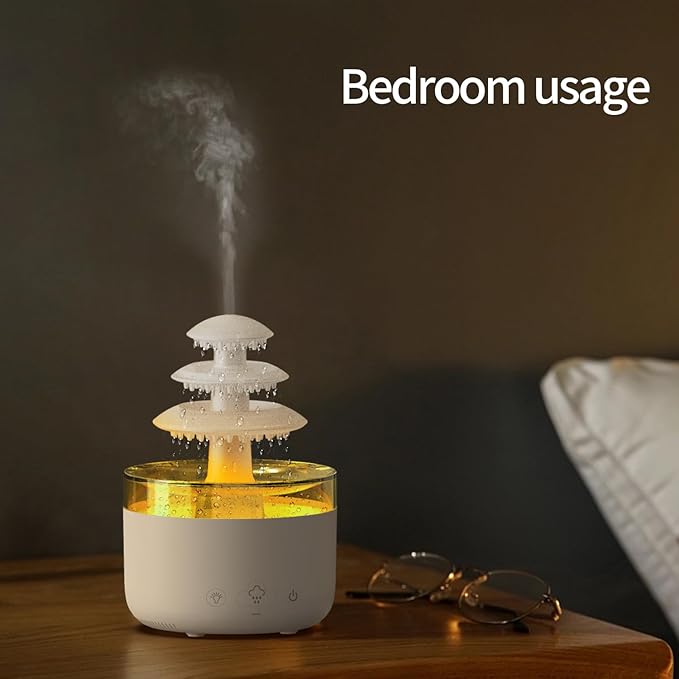 Humidifier, Rain Cloud Essential Oil Diffuser with Cool Mist, 500ml Aromatherapy Diffuser for Bedroom, 7 Color LED Night Light, Ultra Quiet, Auto Shut-Off, for Women & Men
