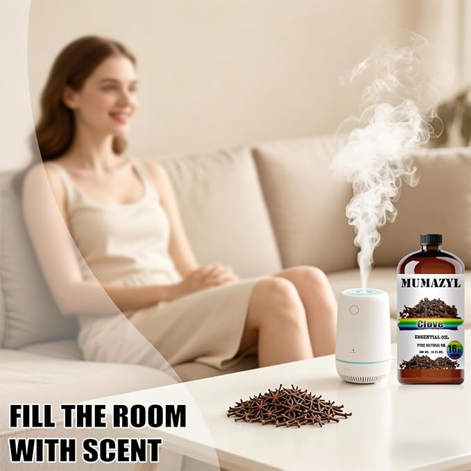 Clove Essential Oil, Clove Oil 16 Fl Oz 480ML for Diffuser Humidifier Yoga Cleaning DIY Candle Soap Making MUMAZYL Essential Oils