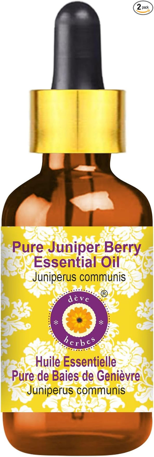 dève herbes Pure Juniper Berry Essential Oil (Juniperus communis) with Glass Dropper Steam Distilled 100ml (3.38 oz)