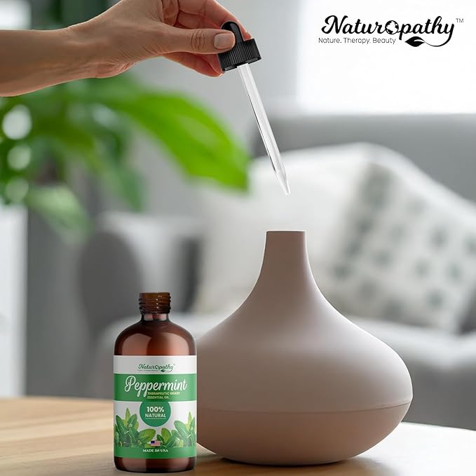 Naturopathy Peppermint Essential Oil, Natural Therapeutic Grade, Premium Quality Peppermint Oil, 4 fl. Oz - Perfect for Aromatherapy and Relaxation