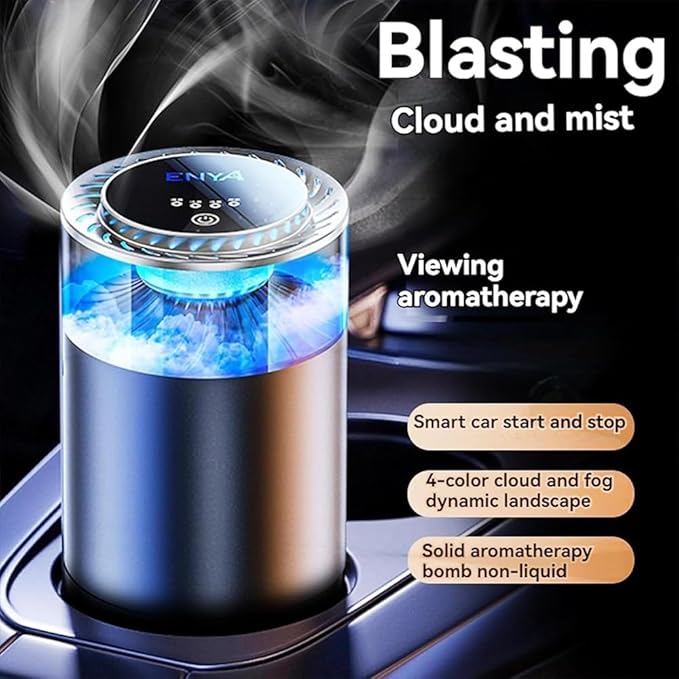 Spray Car Viewing Aromatherapy Diffuser, Long-Lasting Car Air Freshener Diffuser, Auto On/Off Intelligent Diffuser for Car, with 4 Adjustable Lights 3 Mist Level for Home Car (Secret Forest)