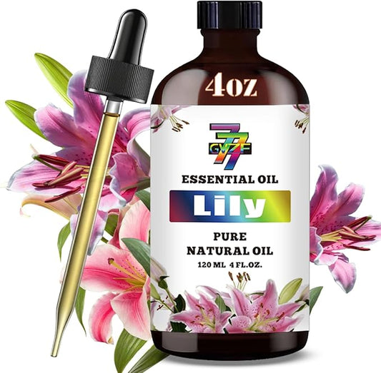 Lily Essential Oil - GV77ZF Lily Oils for Diffusers, Humidifiers, DIY Candles, Soap, Cleaning, Home, Office, Yoga, Massage, Gifts - 4 fl oz (120 ml)