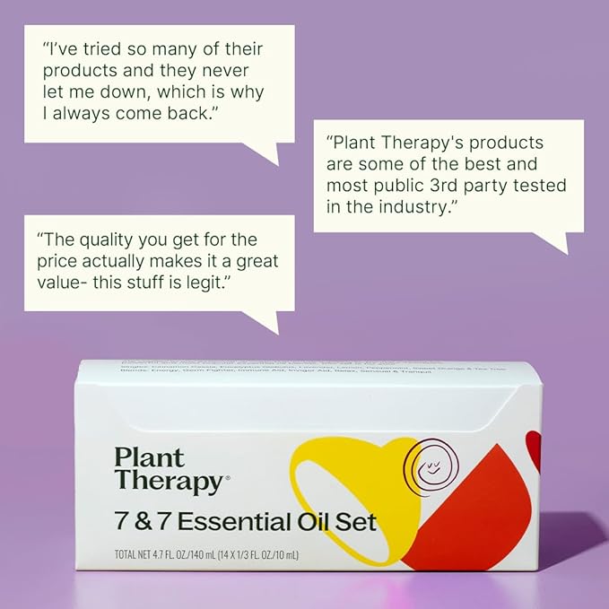 Plant Therapy 7 & 7 Essential Oils Set, 7 Most Popular Single Essential Oils Plus 7 Favorite Blends, Each 10 mL (1/3 oz), 100% Pure, Undiluted, Great for DIYs, Skincare and Essential Oil Diffusers