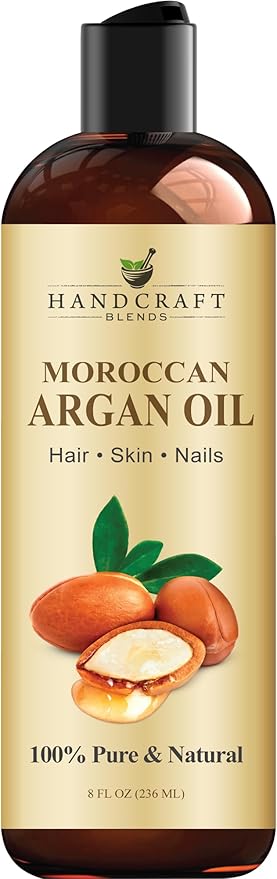 Handcraft Blends Moroccan Argan Oil - 8 Fl Oz - 100% Pure and Natural - Premium Grade Carrier Oil for Skin and Hair - Hair and Body - Massage - Cold-Pressed