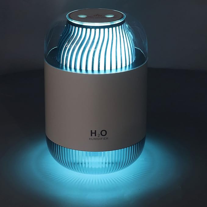 1000ml Mini Humidifier,Low Noise Aroma Air Diffuser Humidifier with Double Spray Night Light USB Design,Desktop Mute Air Purification Cool Mist Humidifier for Home Bedroom Office(White)
