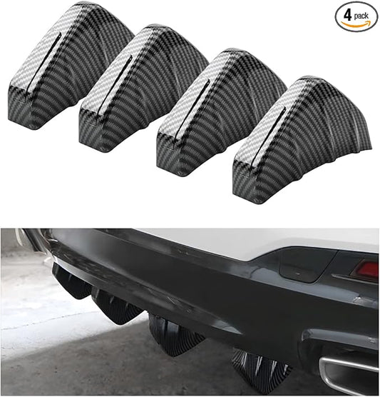 4pcs Car Rear Lower Bumper Wing Lip Diffuser, Anti-Crash Accessories Spoiler Shark Fin Protector, Rear Bumper Splitter Lip Wing with Screw, Universal Auto Decoration for Car SUV Truck