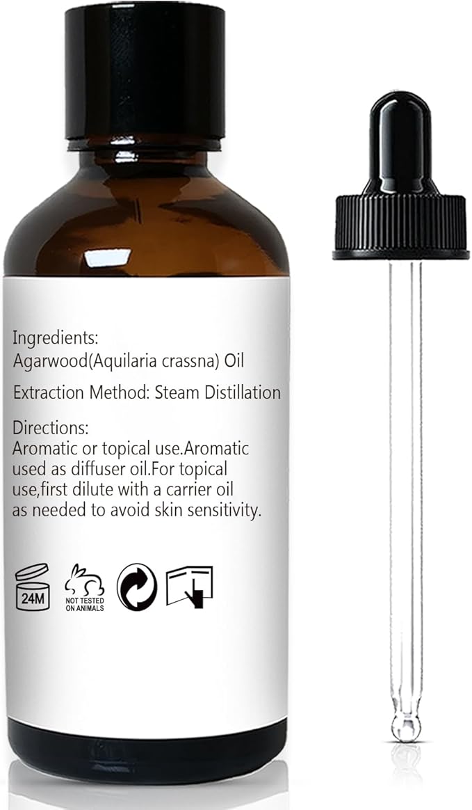 GM Gumili Agarwood Essential Oil, Pure Argawood Oud Oil for Aromatherapy, Meditation - 30ml/ 1 oz
