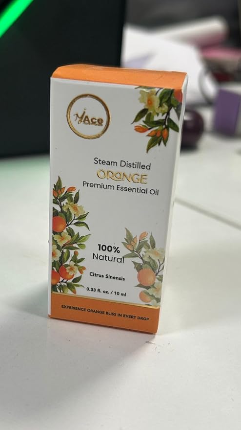 MyAce Orange Essential Oil – 100% Pure & Natural Cold-Pressed Sweet Orange Oil – 0.33 fl oz Amber Glass Bottle with Dropper – Aromatherapy, Diffuser, Candle & Soap Making, Skin & Hair Care
