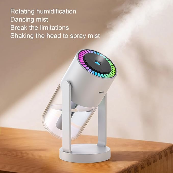 Small Cool Mist Humidifiers Low Noise with Night Light, Mini Desk Humidifier Shaking Head, Portable Humidifiers for Travel Car Office Home Indoor Bedroom, White Pink (White)