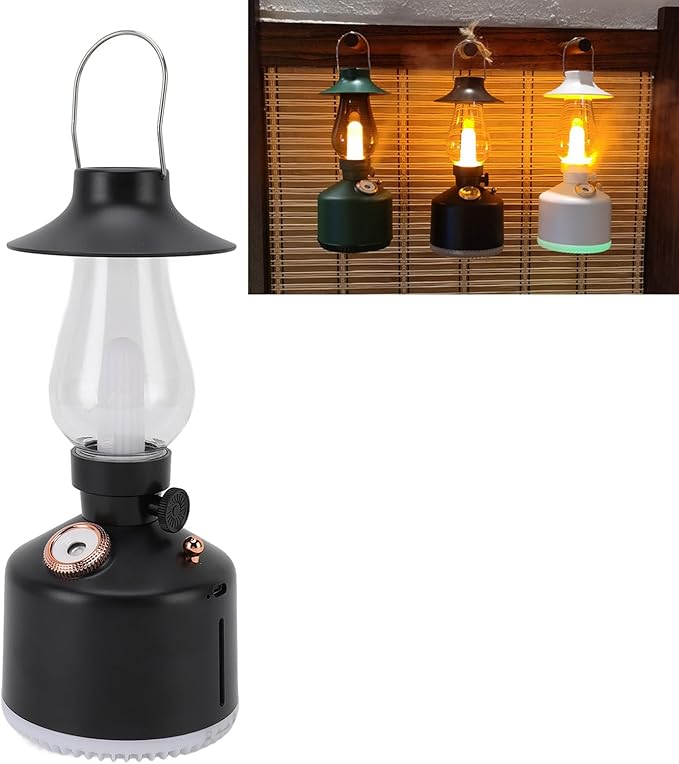 Vintage Humidifier, Essential Oil Diffuser, USB Rechargeable, Portable Lamp Humidifier, for Home Bedroom Camping (Black)