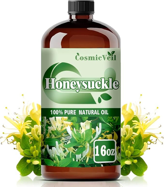 Honeysuckle Essential Oil Honeysuckle Oil for Aroma Diffuser,Humidifier,Home Fragrance,Cleaning,Body Care,Massage,Yoga,DIY Candle,DIY Soap CosmicVeil（Honeysuckle，16 Fl Oz (Pack of 1)）