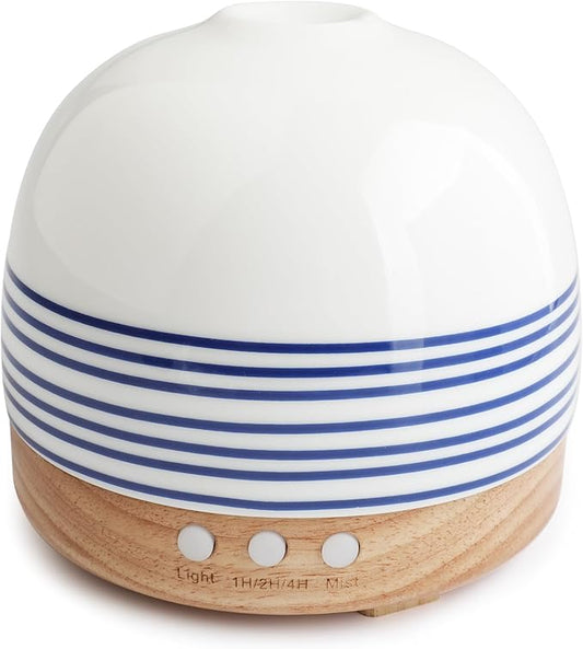 Luxurious Essential Ceramic Diffuser Round Aroma Diffuser 300ml Night Light Captivating Exquisite Blue and White Porcelain Patterned Elegance Nano Water Mist Humidifier