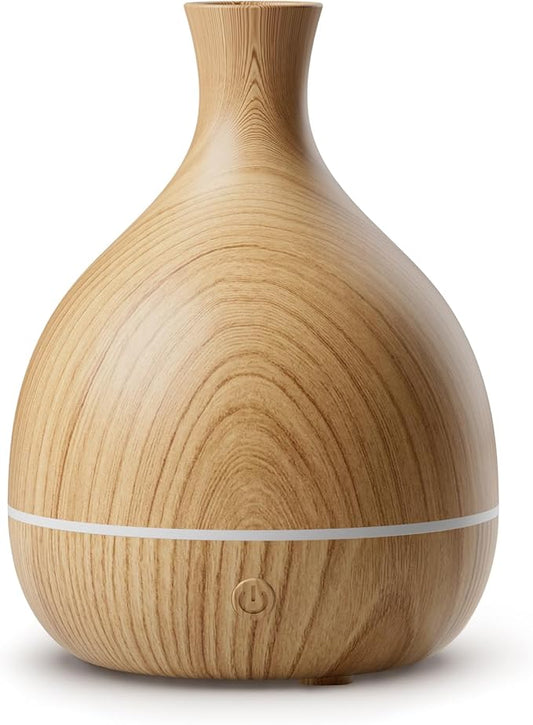 Essential Oil Diffuser with Adapter, 100ml Small Aromatherapy Scent Machine for Home & Office Desk, 7 Color LED Cool Mist Humidifier, Auto Shut-Off, Wood Grain