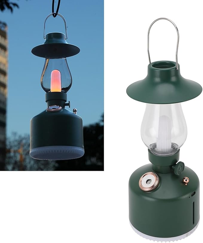 Vintage Humidifier, Essential Oil Diffuser, USB Rechargeable, Portable Lamp Humidifier, for Home Bedroom Camping (Green)
