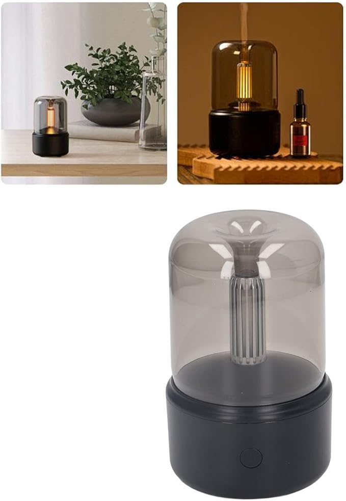 Candlelight Humidifier Low Noise Portable USB Essential Oil Diffuser Humidifier with LED Night Light 120ml