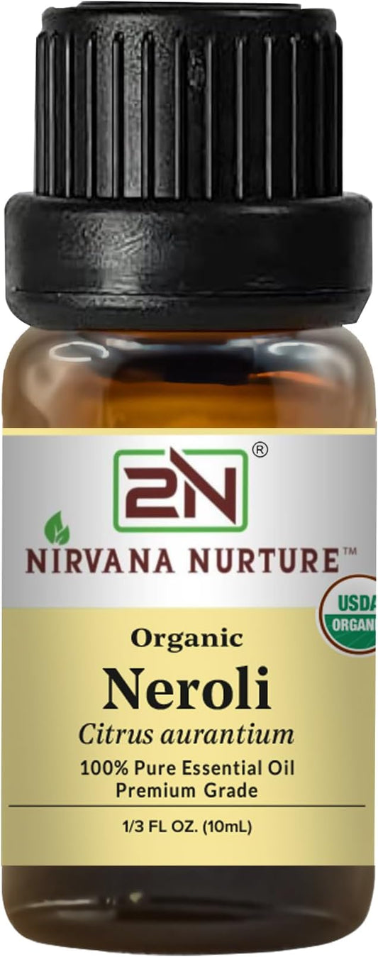Neroli Essential Oil, USDA Certified Organic, 100% Pure Undiluted, Aromatherapy Oil for Diffuser, Hair & Skin Care