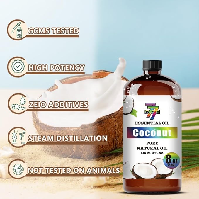 Coconut Essential Oil - GV77ZF Coconut Oils for Diffusers, Humidifiers, DIY Candles, Soap, Cleaning, Home, Office, Yoga, Massage, Gifts - 8 fl oz (240 ml)