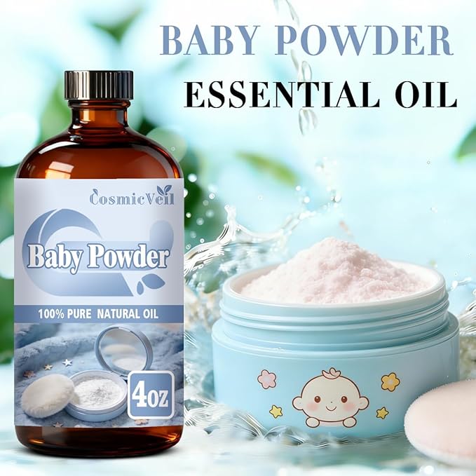 Baby Powder Fragrance Oil 4 Fl Oz (120Ml) Essential Oil for Aroma Diffuser,Humidifier,Home Fragrance,Spa,Cleaning,Body Care,Massage,Yoga,DIY Candle