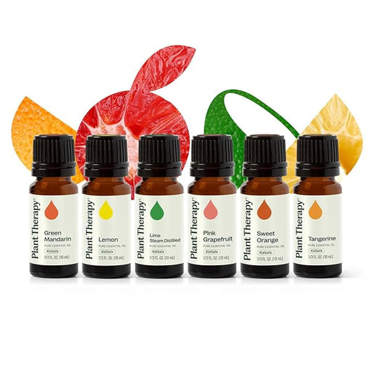 Plant Therapy Fruit Essential Oil Set - Grapefruit, Tangerine, Lemon, Mandarin, Lime, Orange Sweet Essential Oils, 100% Pure, Undiluted, for Diffusers & DIYs, 10 mL (1/3 oz) Each