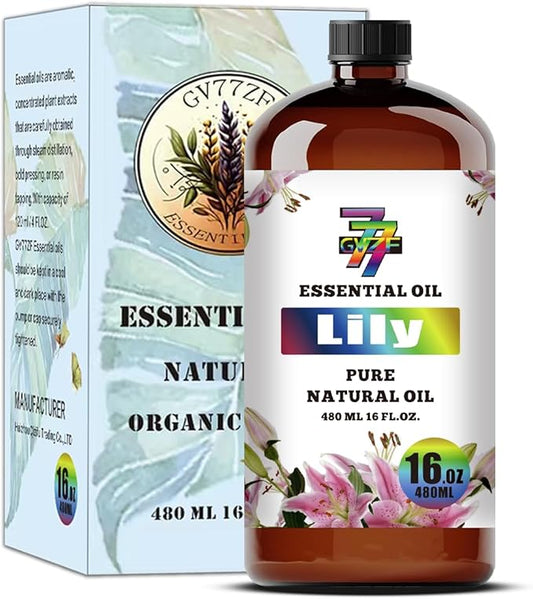 Lily Essential Oil - GV77ZF Lily Oils for Diffusers, Humidifiers, DIY Candles, Soap, Cleaning, Home, Office, Yoga, Massage, Gifts - 16 fl oz (480 ml)