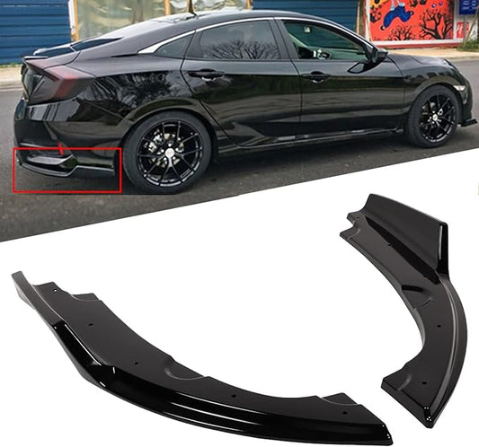 SCITOO Rear Side Lip Spoiler, PP Both Sides Rear Diffuser 2pcs Chin Spoilers Bumper Splitter Air Dams Fit for Honda Civic Sedan 2016 2017 2018 Rear Lower Lip Guard